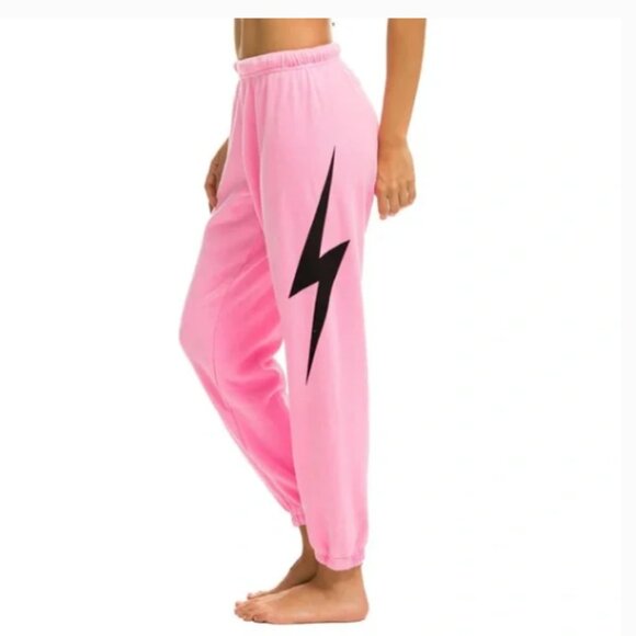 Aviator Nation Pink/Black Bolt Sweatpants XS - Picture 1 of 5